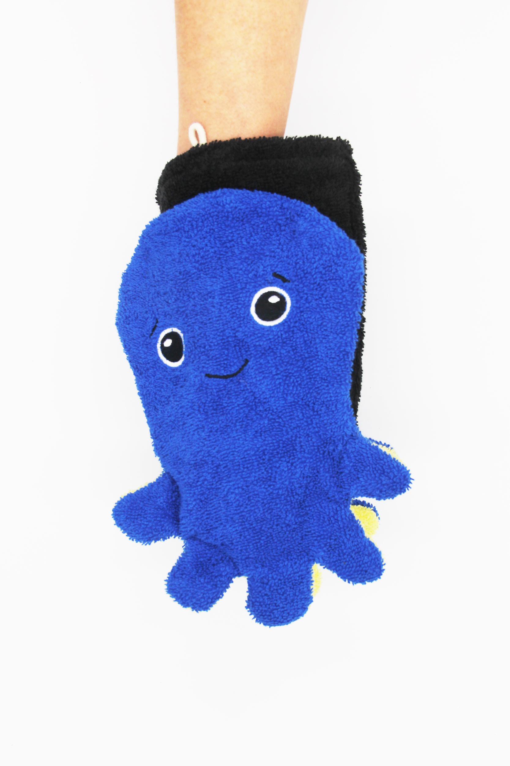 FURNIS Gant de toilette en coton BIO – Pieuvre bleue – Image 2