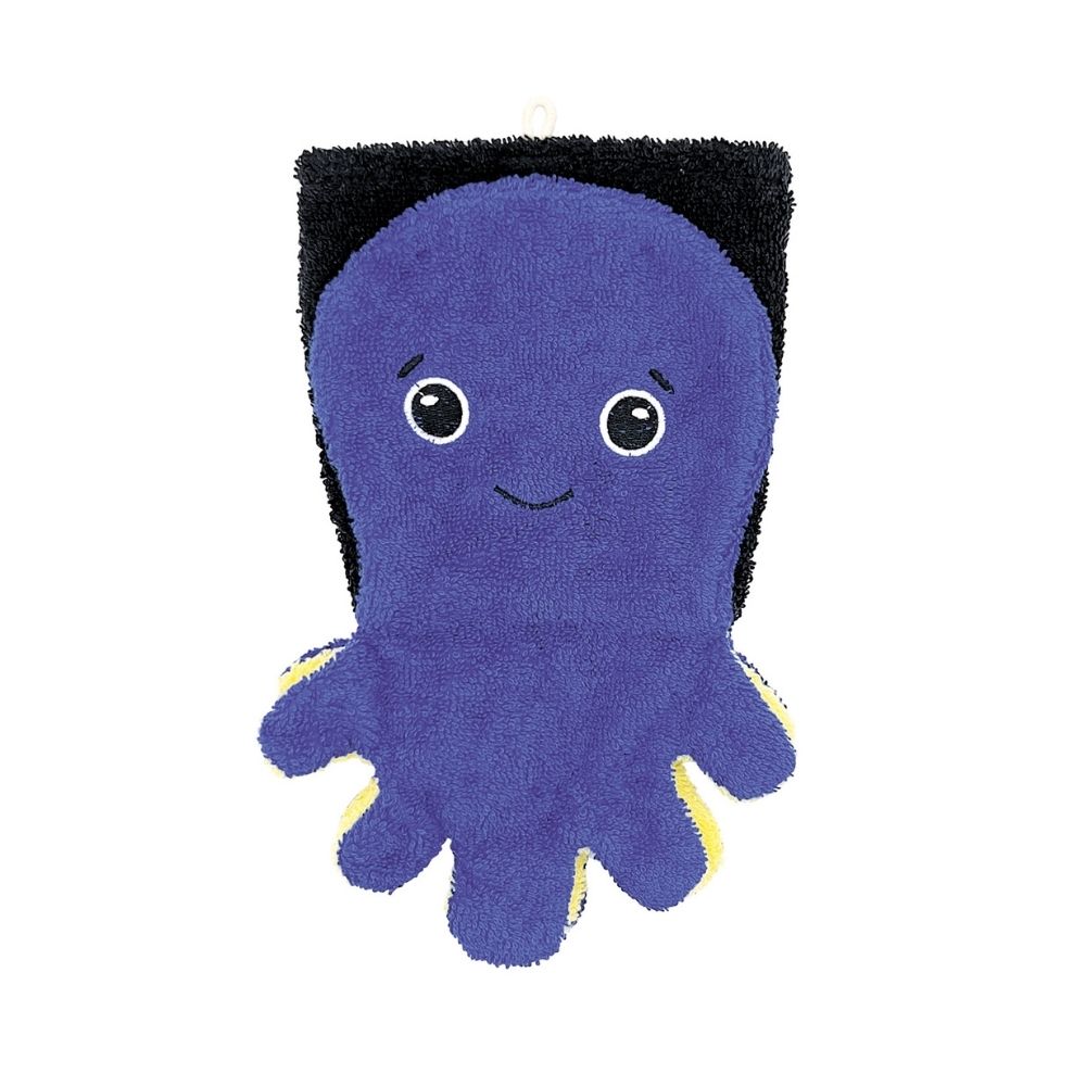 FURNIS Gant de toilette en coton BIO – Pieuvre bleue